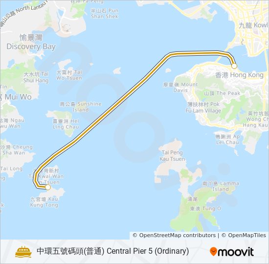 中環 - 長洲 ferry Line Map