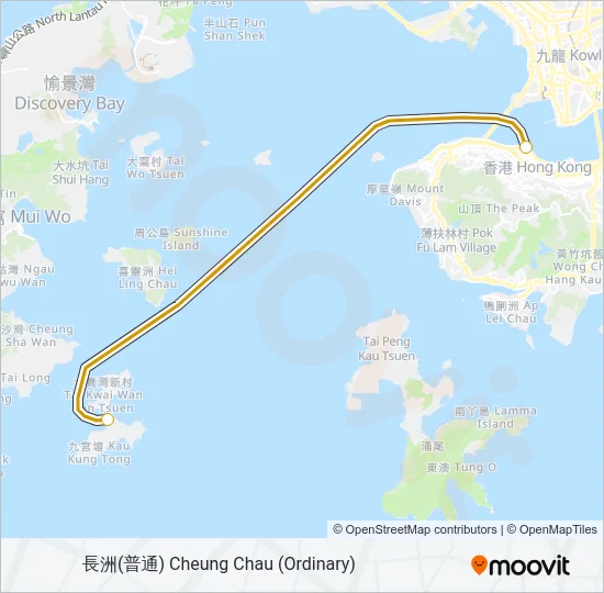 中環 - 長洲 Ferry Line Map