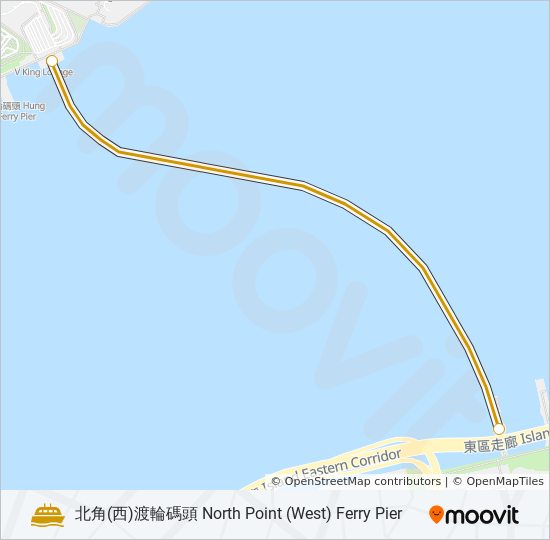 北角 - 紅磡 ferry Line Map