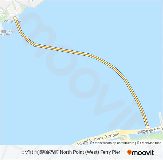 北角 - 紅磡 Ferry Line Map