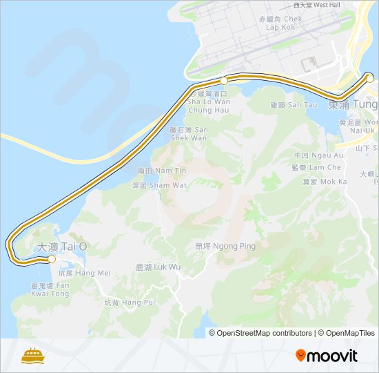 屯門 - 東涌 - 沙螺灣 - 大澳 ferry Line Map