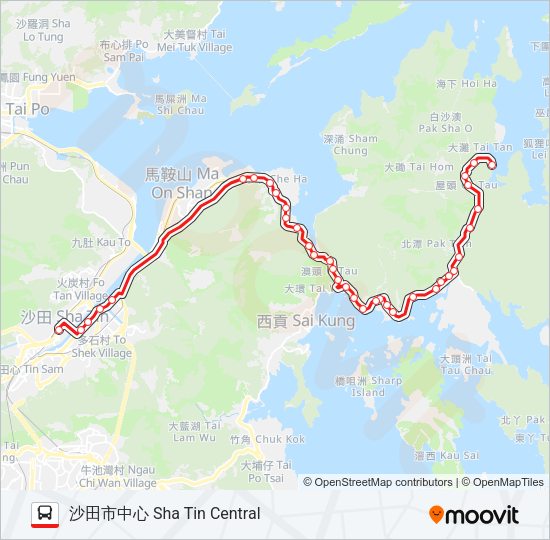 巴士289R的線路圖