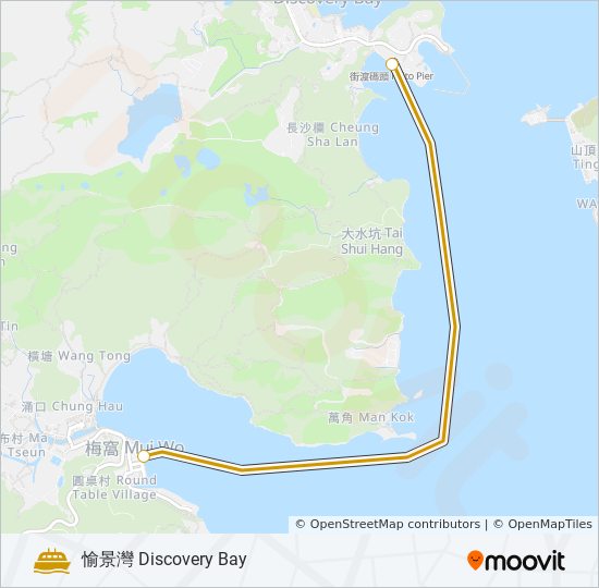 愉景灣 - 梅窩 ferry Line Map