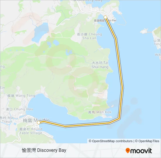 愉景灣 - 梅窩 Ferry Line Map