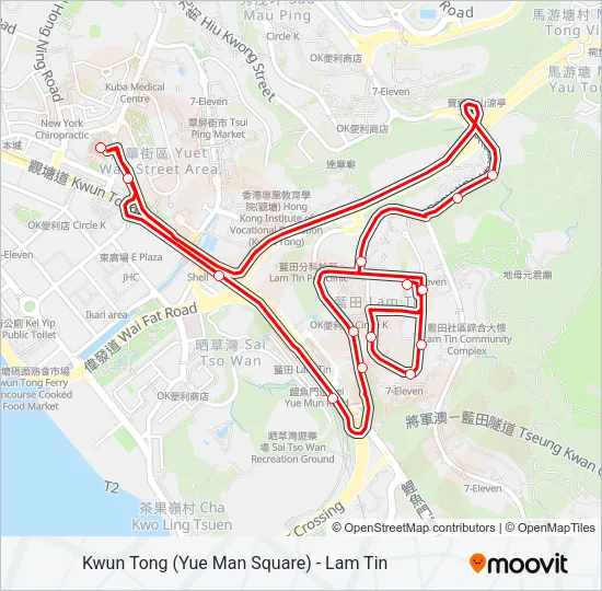觀塘(裕民坊) — 藍田 Bus Line Map