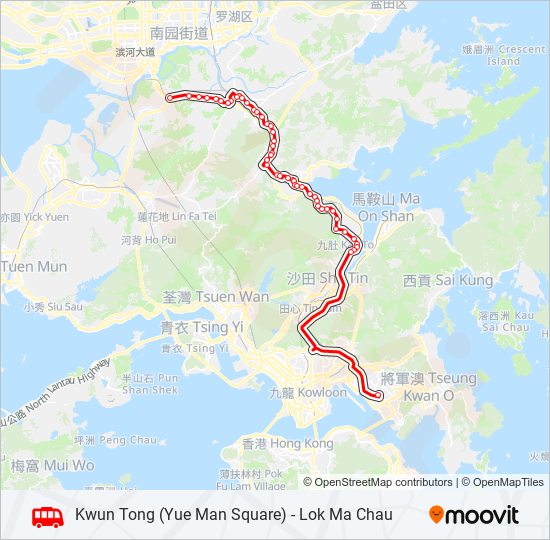 觀塘(裕民坊) — 落馬洲 bus Line Map