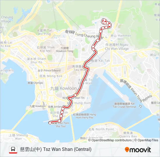 5X Bus Line Map