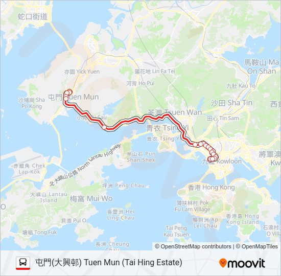 巴士66X的線路圖