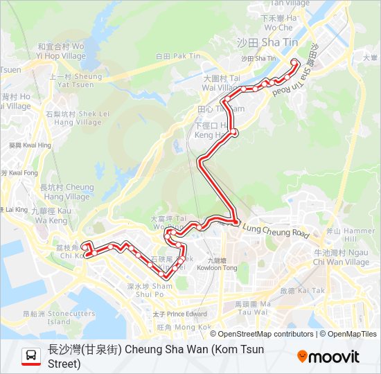 巴士86A的線路圖