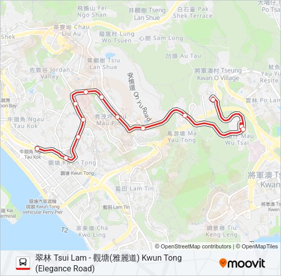 巴士95M的線路圖