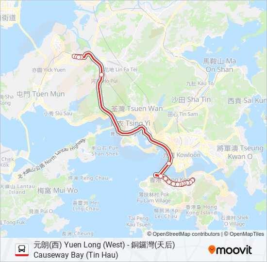 968路線：時刻表，站點和地圖-元朗(西) Yuen Long (West) （更新）