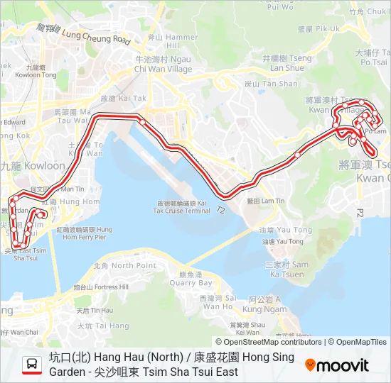 98P Bus Line Map