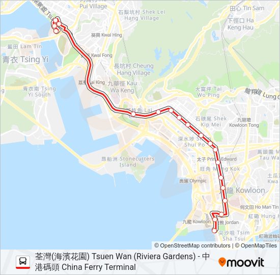 巴士238X的線路圖
