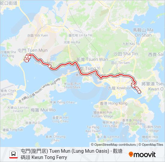 巴士259X的線路圖