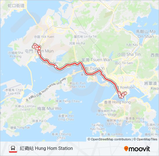 巴士260X的線路圖