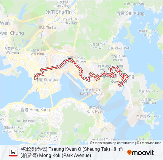 巴士N293的線路圖