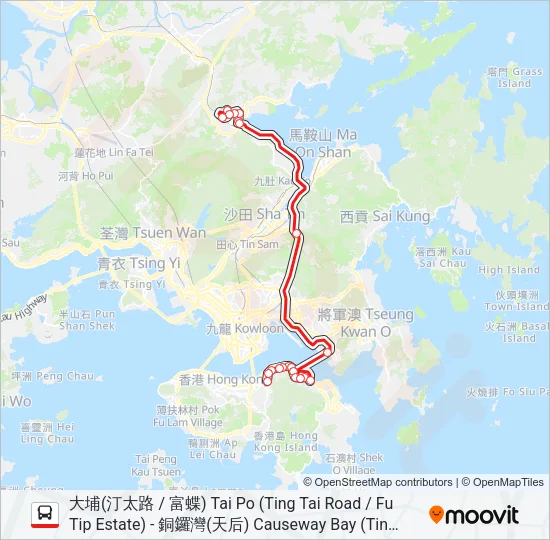 307P Bus Line Map