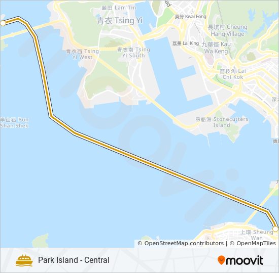 珀麗灣 - 中環 ferry Line Map