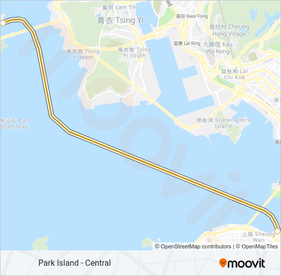 渡輪珀麗灣 - 中環的線路圖