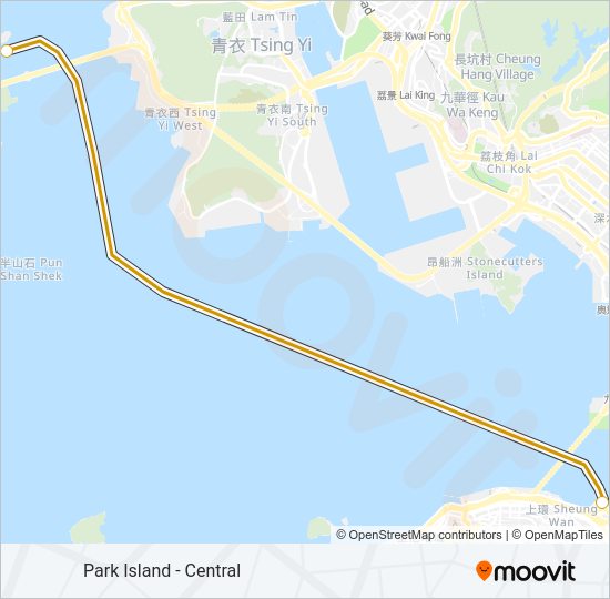 珀麗灣 - 中環 Ferry Line Map