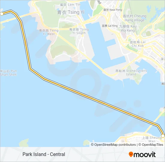 珀麗灣 - 中環 Ferry Line Map