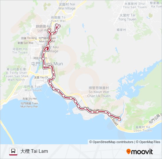 K51 bus Line Map