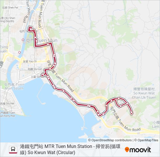 K53 bus Line Map