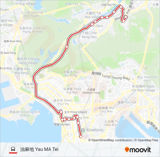 287P Bus Line Map