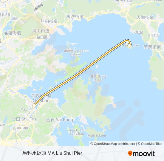 渡輪馬料水 - 東平洲的線路圖