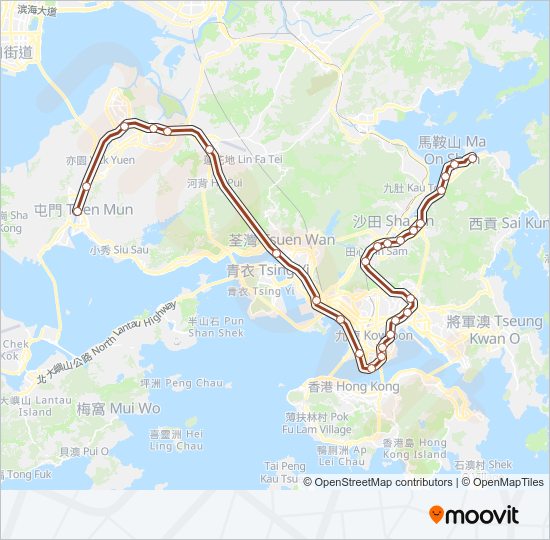 地鐵屯馬綫 TUEN MA LINE的線路圖