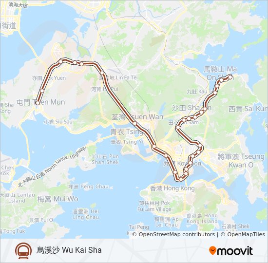 地鐵屯馬綫 TUEN MA LINE的線路圖