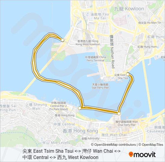 渡輪水上的士的線路圖