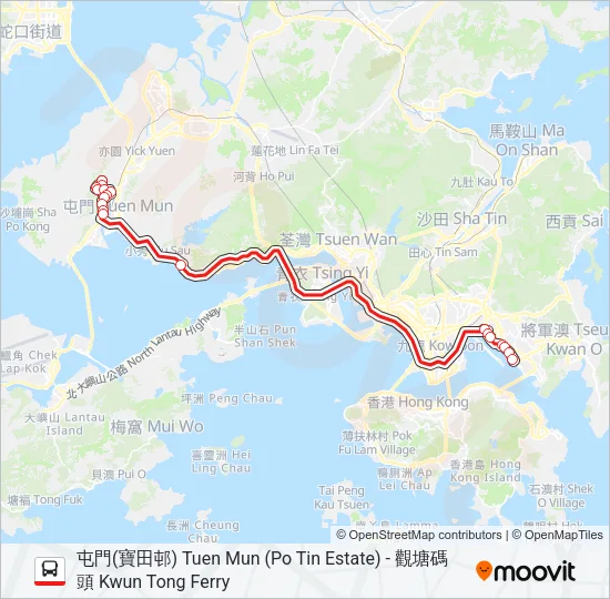 258X Bus Line Map