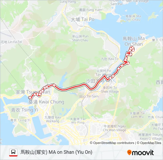 43X Bus Line Map