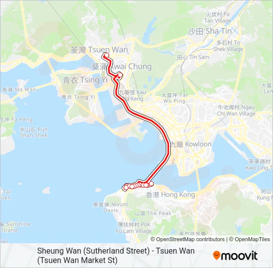上環(修打蘭街) — 荃灣(荃灣街市街) Bus Line Map