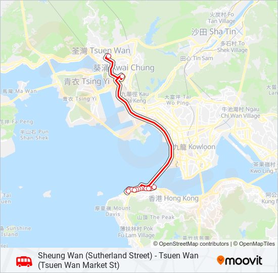 上環(修打蘭街) — 荃灣(荃灣街市街) bus Line Map
