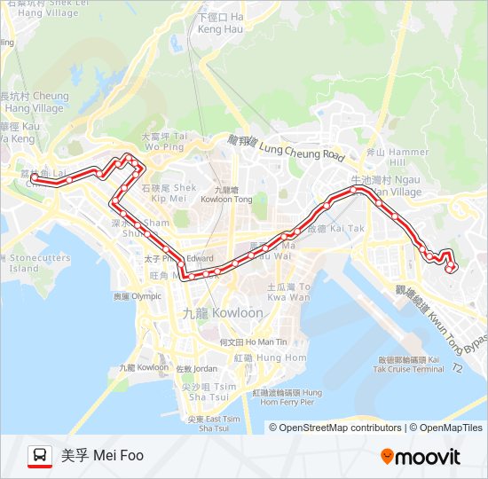 巴士2A的線路圖
