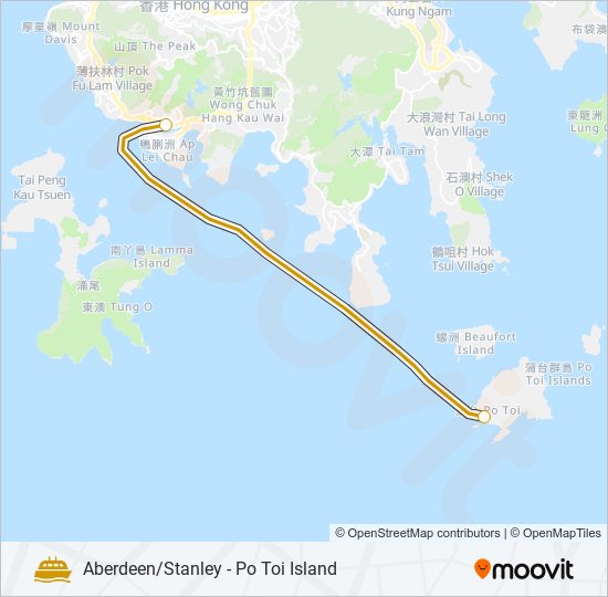 渡輪香港仔/赤柱 - 蒲台島的線路圖