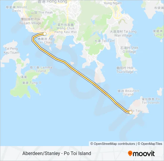 香港仔/赤柱 - 蒲台島 Ferry Line Map