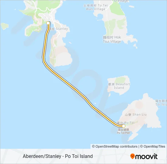 香港仔/赤柱 - 蒲台島 Ferry Line Map