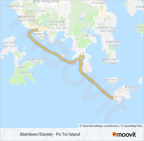 香港仔/赤柱 - 蒲台島 Ferry Line Map