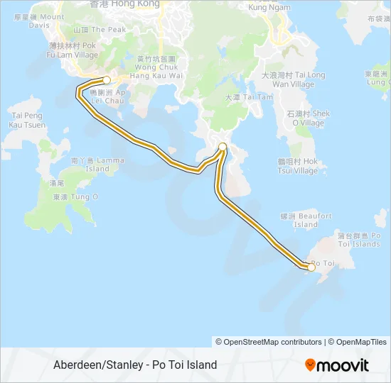 香港仔/赤柱 - 蒲台島 Ferry Line Map