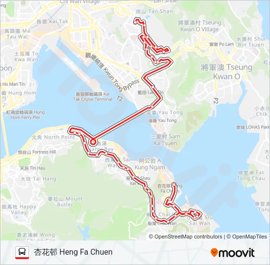 613A Bus Line Map