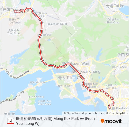 68x Bus Route Map 68X Route: Schedules, Stops & Maps - 旺角柏景灣(元朗西開) Mong Kok Park Av (From  Yuen Long W) (Updated)