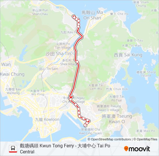 巴士74P的線路圖