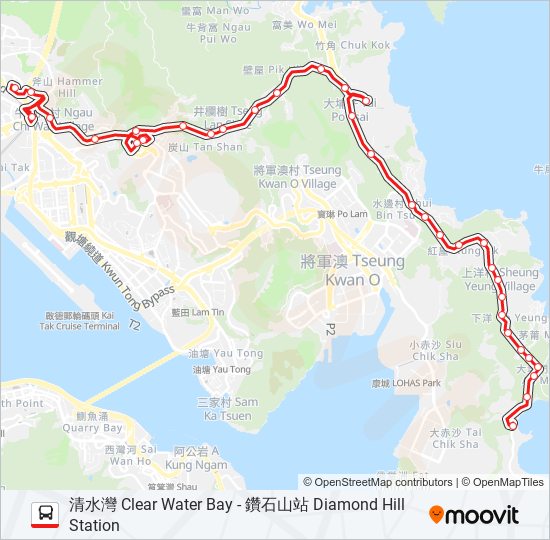 91路線：時刻表，站點和地圖清水灣 Clear Water Bay （更新）