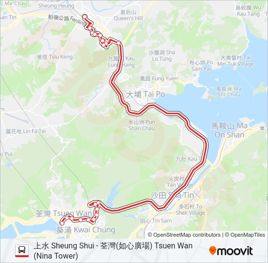 巴士278X的線路圖