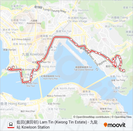 巴士215X的線路圖