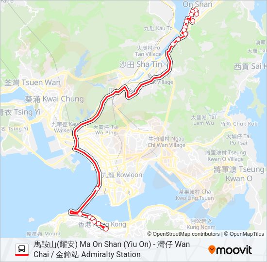 巴士981P的線路圖