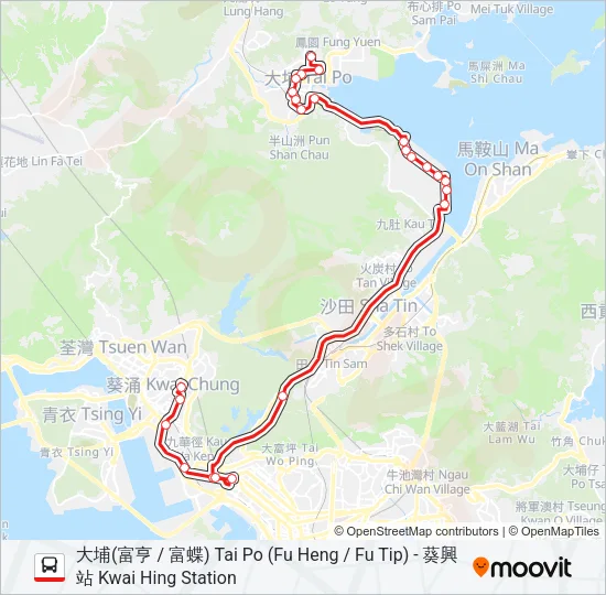 272P Bus Line Map